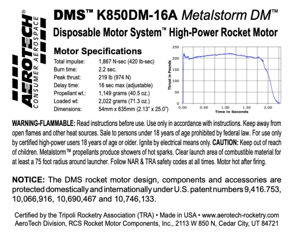 Aerotech K850DM-16A DMS Single Use (P2)